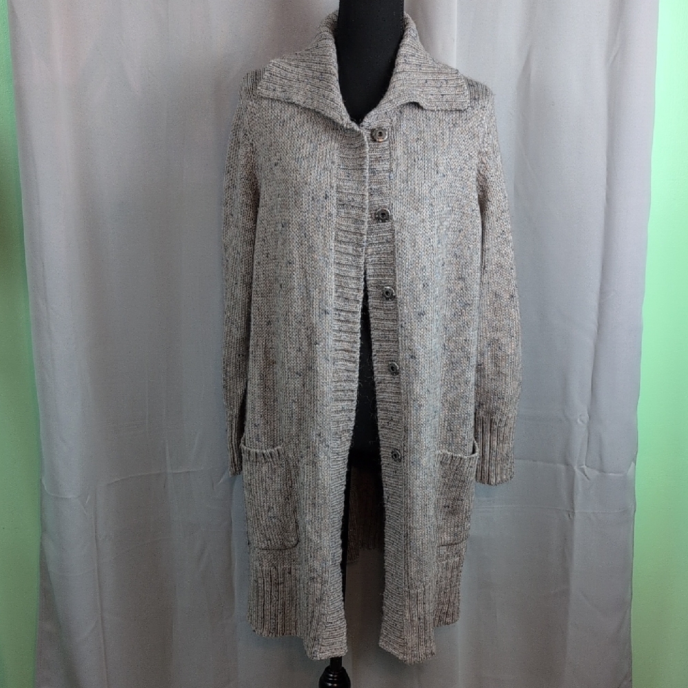 Coldwater Creek Gray Long Cardigan Sweater, Knit Crochet‎ Style XL Petite